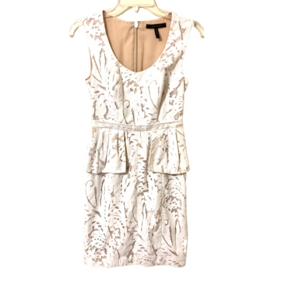BCBG Maxazria Lace/Crochet Cream/Tan Dress - 2 - Picture 13 of 15